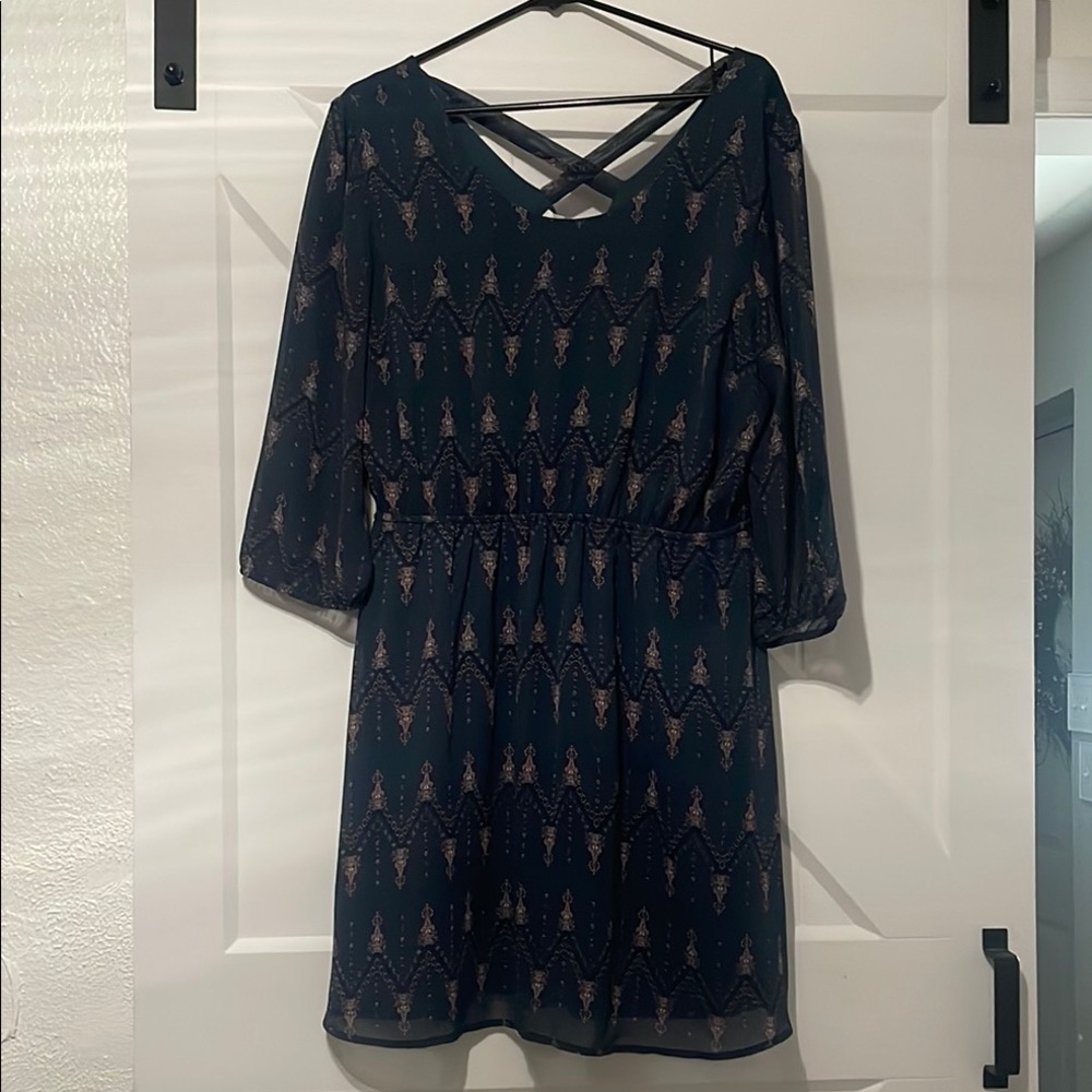 Elegant Teal Patterned Dress